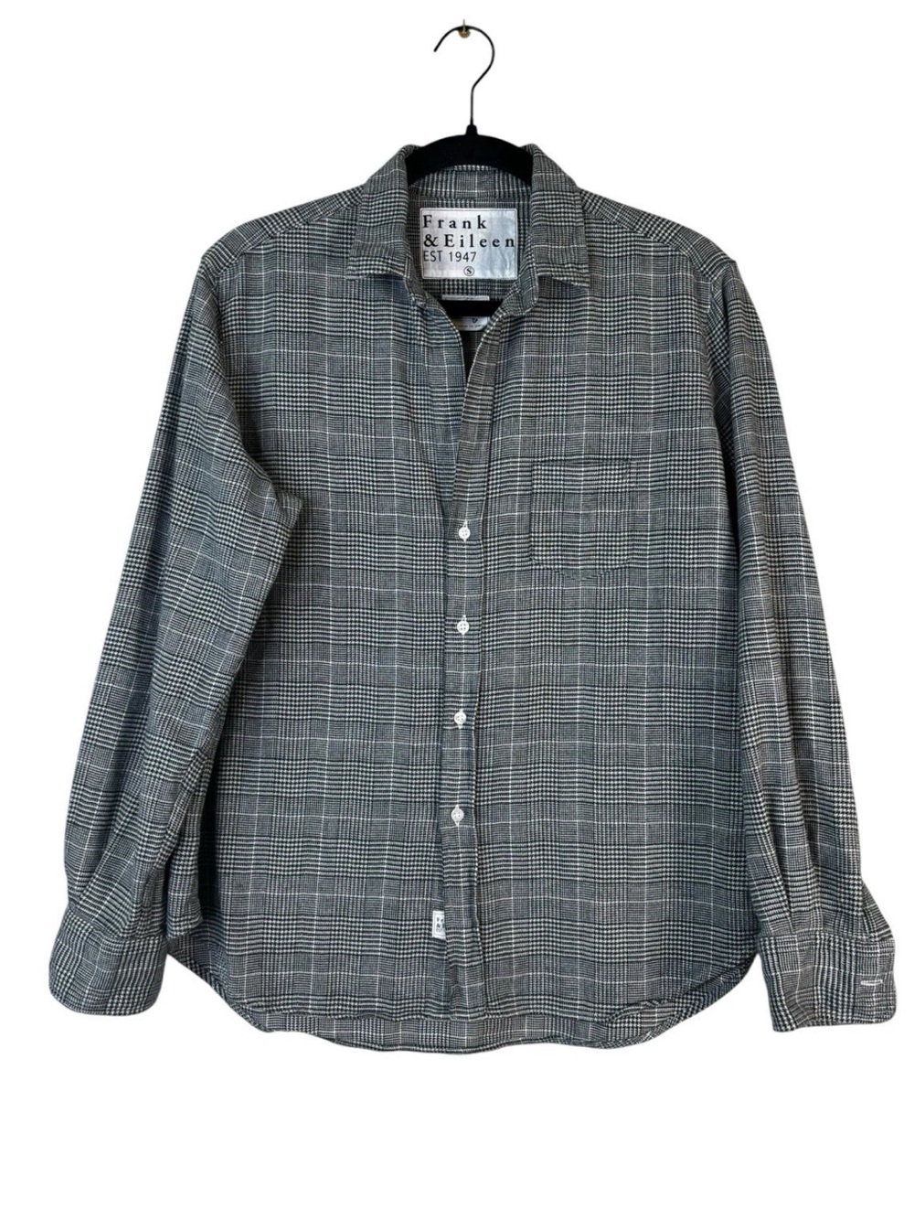 Frank & Eileen Flannel Plaid Shirt Size Small S Green White Long Sleeve Button
